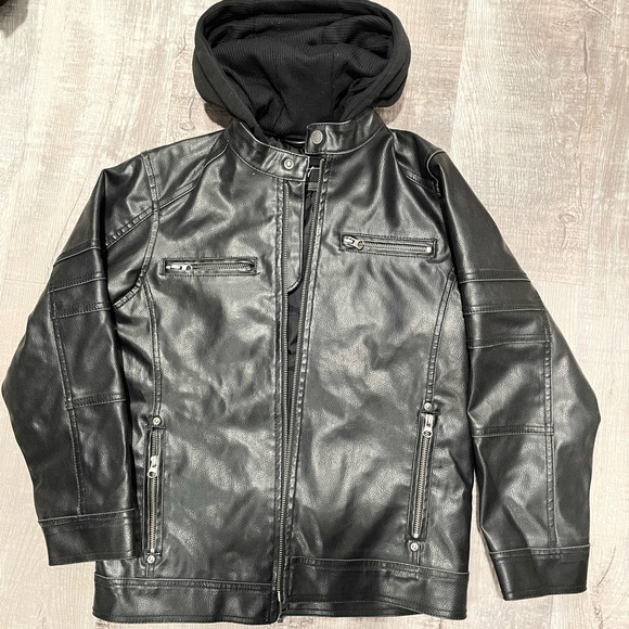 Like -leather heavy hooded boys fall jacket - Picture 2 of 4